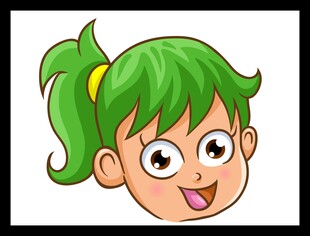绿发扎辫俏皮女孩头像