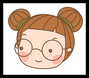 戴眼镜扎双马尾的卡通女孩