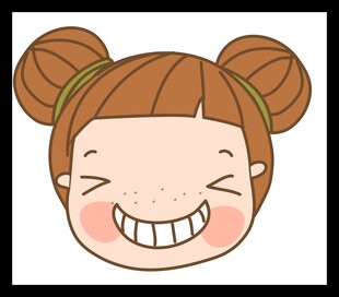 可爱双丸子头笑脸卡通女孩