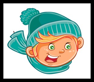 戴帽小孩笑脸插画