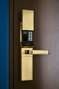 金色智能门锁尽显科技感