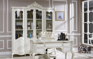 欧式白色奢华书房家具
