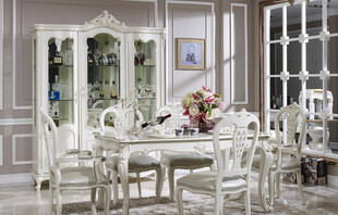 欧式奢华白色餐厅家具