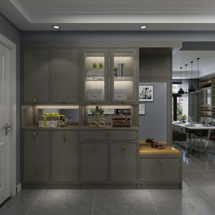 现代简约风厨房与餐厅一角