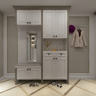 简约风格白色入户鞋柜设计