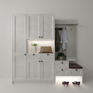 简约白色衣柜家居场景展示