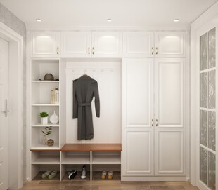 简约风格白色入户衣帽柜