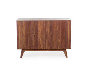 胡桃木色简约实木储物柜