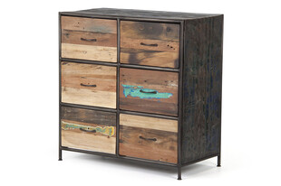 复古木质拼色储物柜