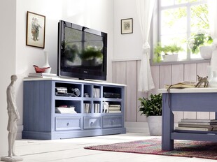 简约蓝色电视柜室内场景