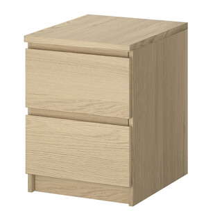 浅木色双屉床头柜