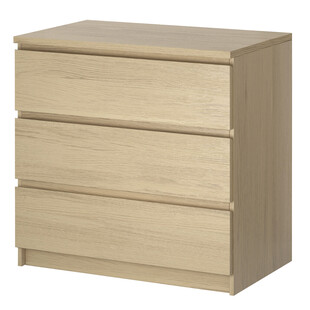 浅木色三抽屉收纳柜