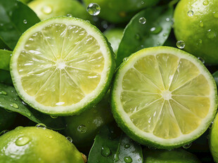 新鲜青柠水润诱人