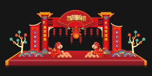 中式喜庆门楼场景布置