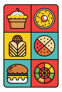 多彩美味糕点与面包图案