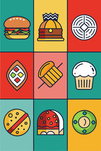 多彩美食图标集合