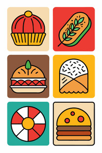 多彩美食图标集合