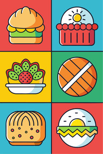 多彩美食图标集合