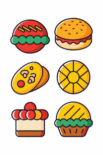 多彩卡通美味甜点与主食