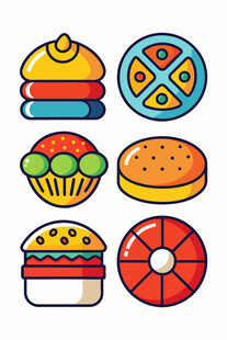 多彩卡通美味食物集合