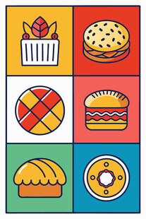 多彩美味糕点图标集合