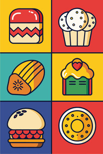 多彩美味的各式糕点与汉堡