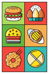 多彩卡通美食图案集合