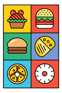 多彩美食图标集合