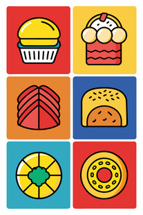 多彩美味糕点图标集合