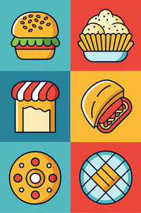 多彩美味快餐食品集合