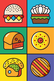 多彩卡通面包糕点集合