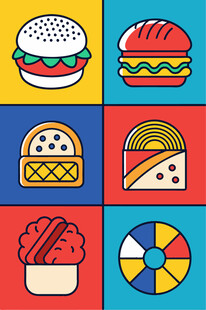 多彩快餐图标集合