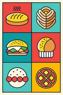 多彩美味的各式食物集合