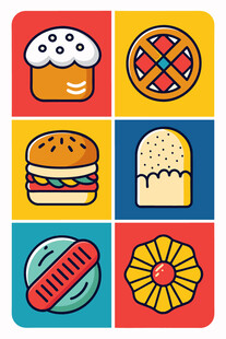 多彩美味糕点图标集合