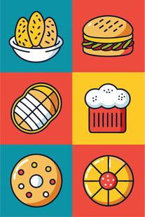 多彩美味糕点图标集合