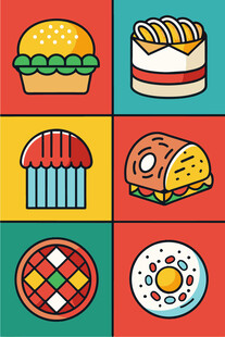 多彩美食图标集合