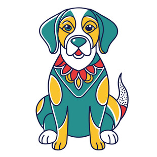 可爱圣伯纳犬卡通插画