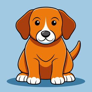 可爱卡通小狗坐立形象