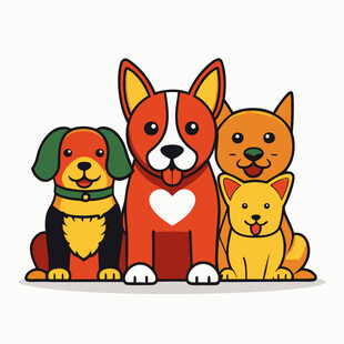 可爱狗狗们的温馨小团聚