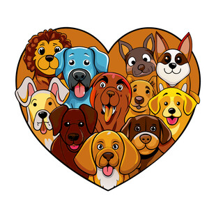 心形中的可爱宠物们