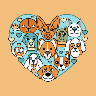 心形狗狗头像集合
