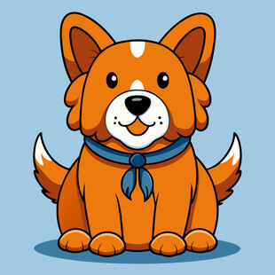 可爱系坐着的戴领结小狗