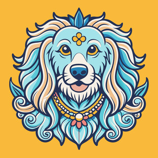 蓝毛装饰风小狗头像