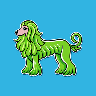 绿色长毛狗卡通形象