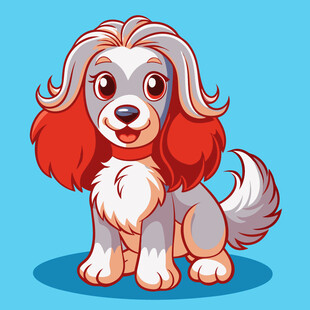 可爱长毛小狗卡通形象