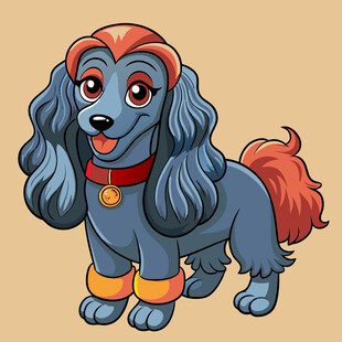 可爱卷毛宠物狗插画