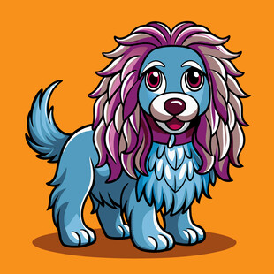 可爱长毛蓝狗卡通形象