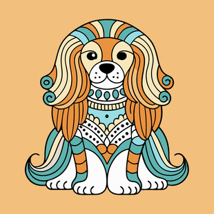 可爱卡通狮子狗插画