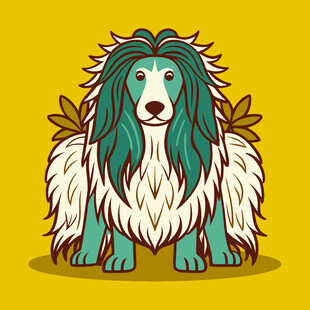 可爱长毛狗插画形象