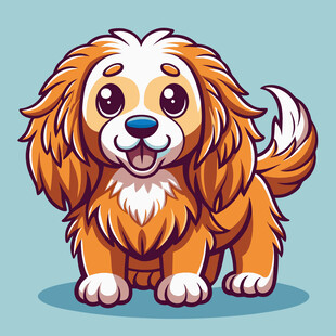 可爱卷毛小狗插画